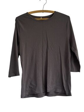 Cinema Club Organic Cotton Round Neck 3/4 Sleeves Classic Coastal Neutral Size L